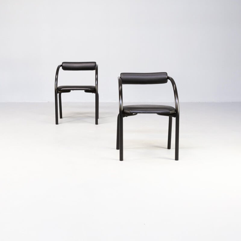 Paire de chaises danoises vintage en métal et skaï pour Xcol