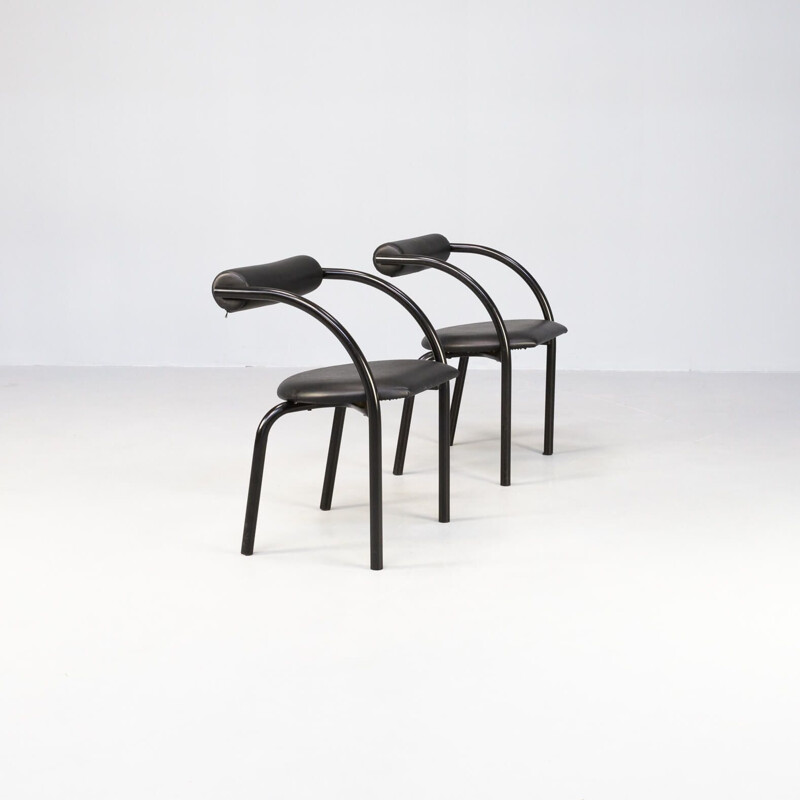 Paar vintage Deense stoelen in metaal en skai voor Xcol