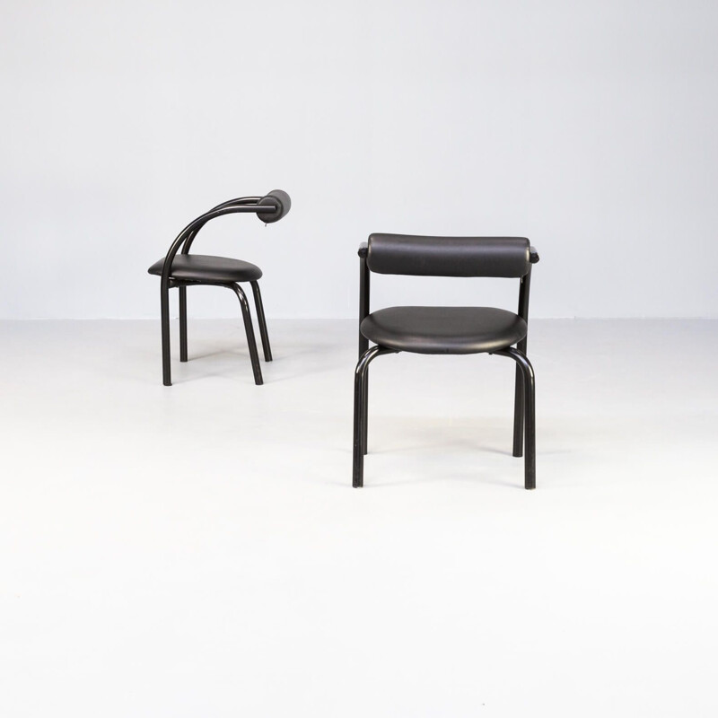 Pair of vintage Danish chairs in metal and skai for Xcol