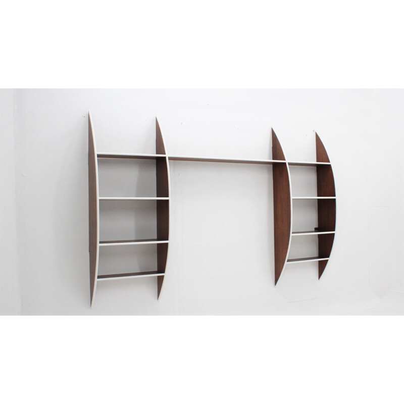 Mid century Italian hanging wood shelf, 1950s