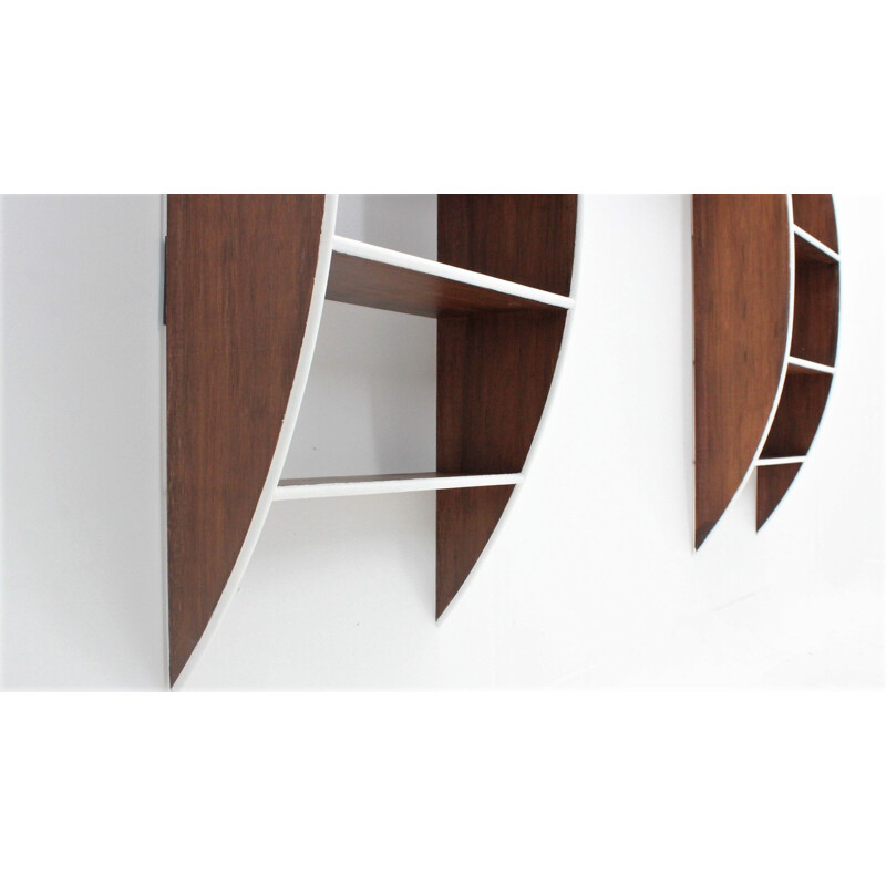 Mid century Italian hanging wood shelf, 1950s