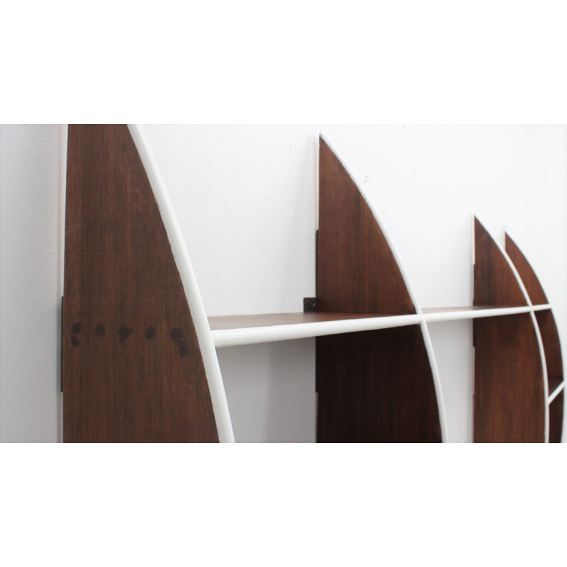 Mid century Italian hanging wood shelf, 1950s