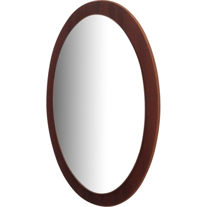 Oval teak mirror - 1960s