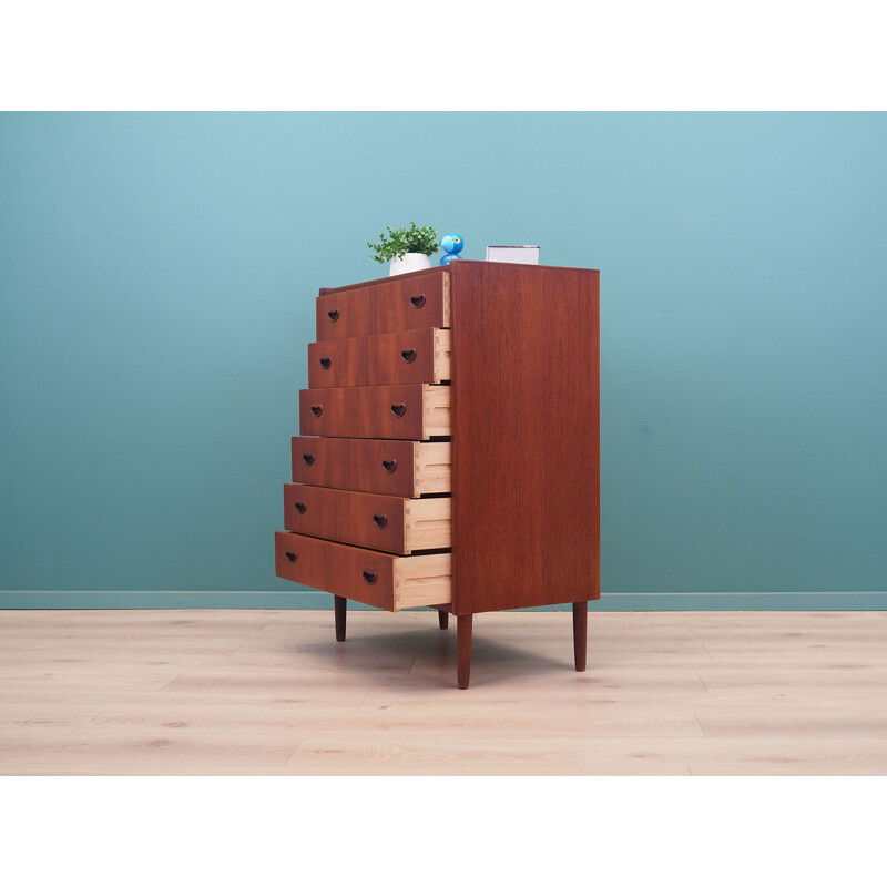 Dark teak vintage chest of drawers, Denmark 1960s