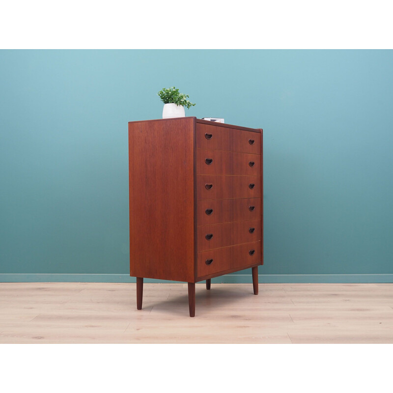 Dark teak vintage chest of drawers, Denmark 1960s