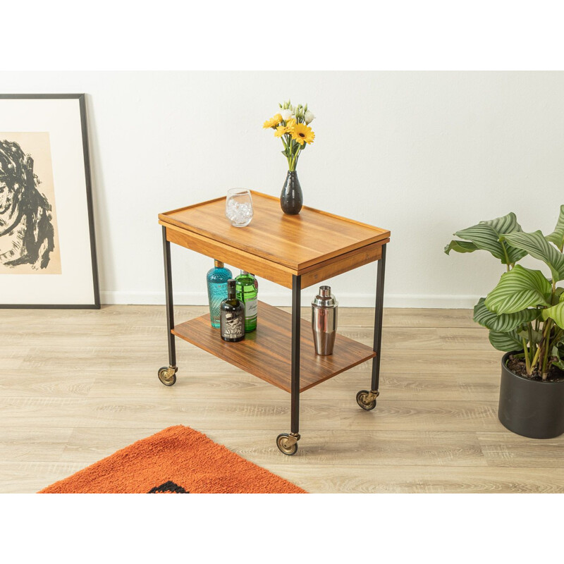 Vintage walnut serving trolley, 1960s