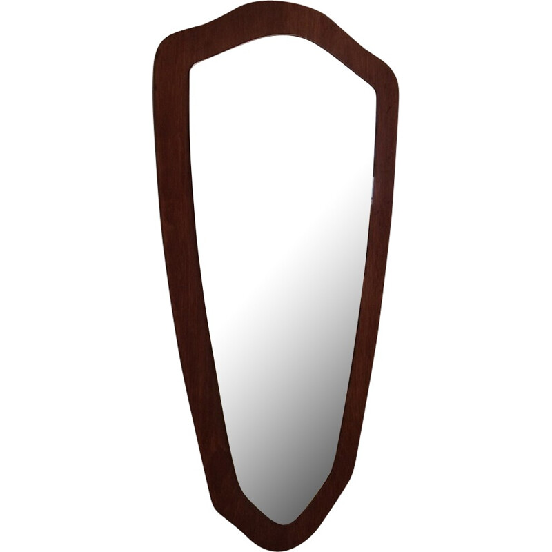 Mirror "escutcheon" in teak - 1960s