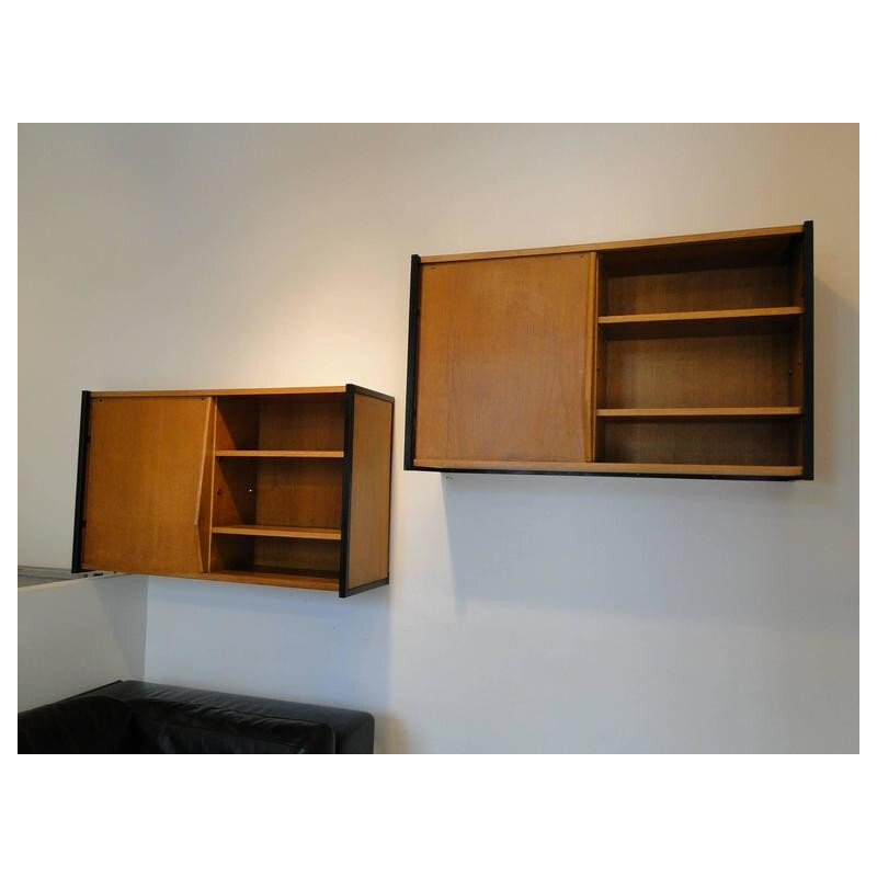 Pair of wall shelves in oak - 1950s