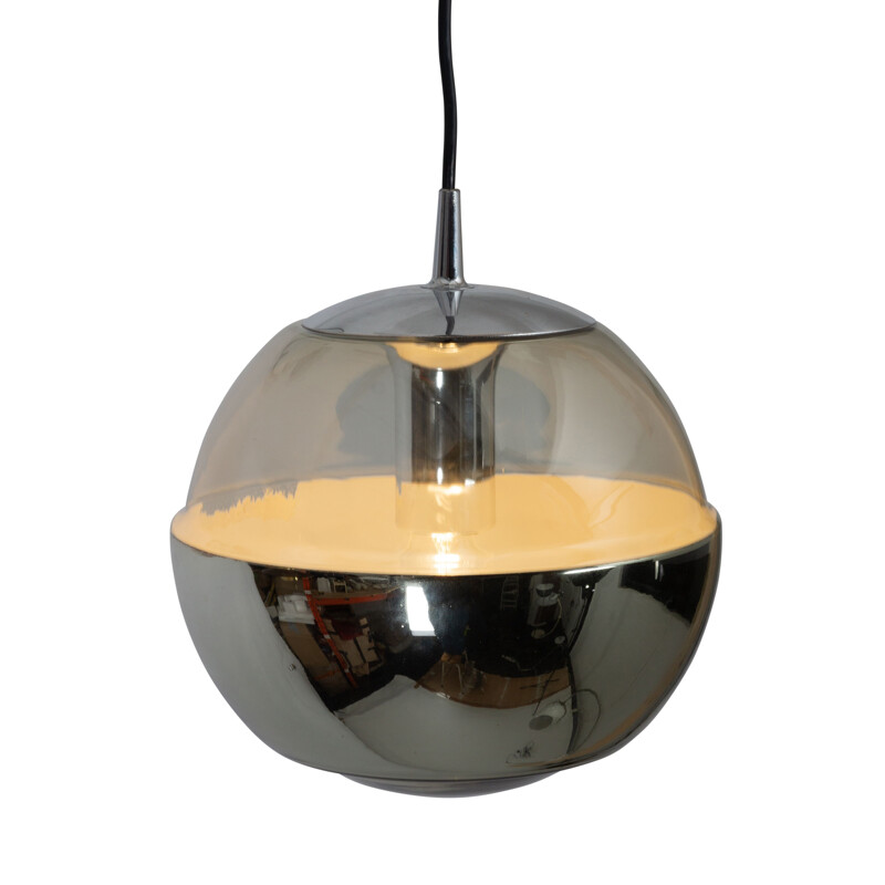 Vintage chrome-plated mirror pendant by Peil and Putzler, 1970