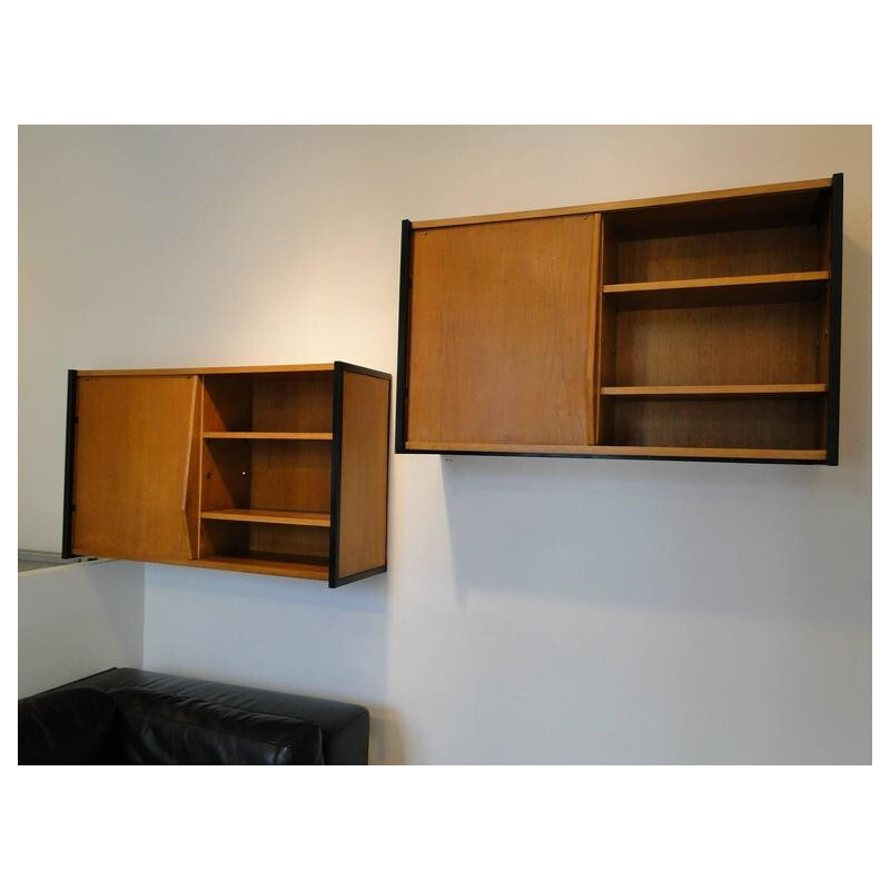 Pair of wall shelves in oak - 1950s