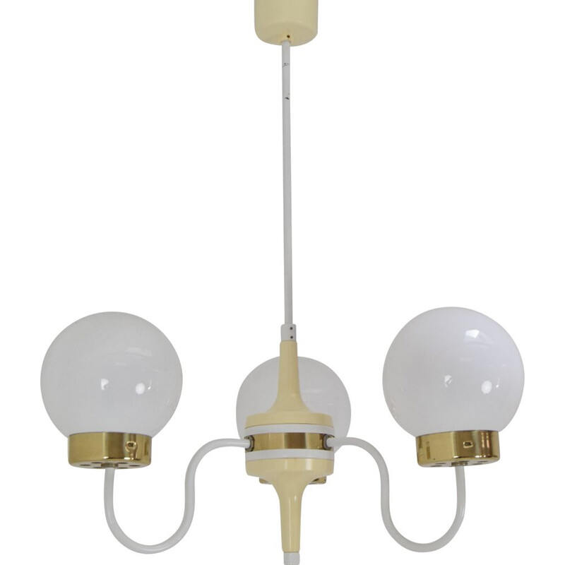 Mid-century milk glass chandelier by Instala, 1960s