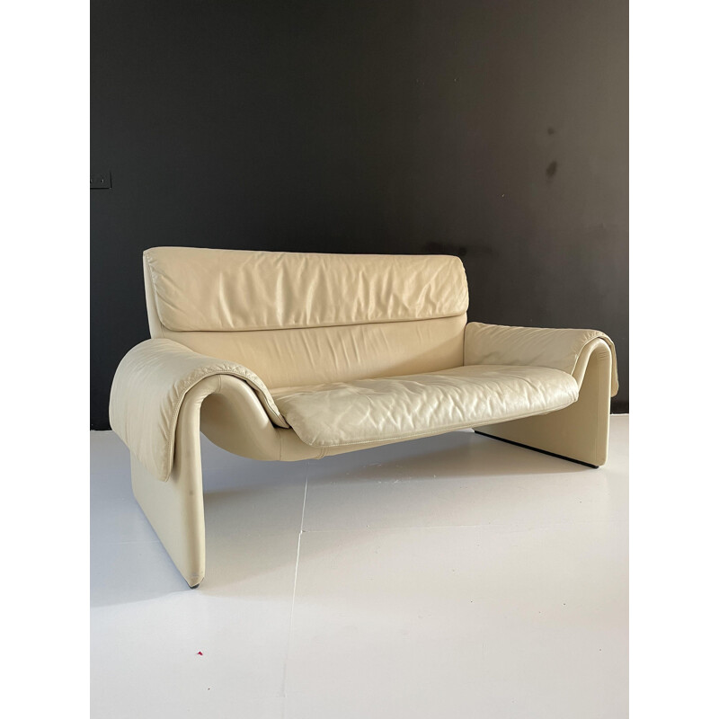 Vintage 2-seater leather sofa by De Sede, 1980