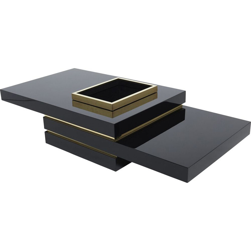 Vintage black lacquered coffee table by Jean Claude Mahey for Roche Bobois, 1970