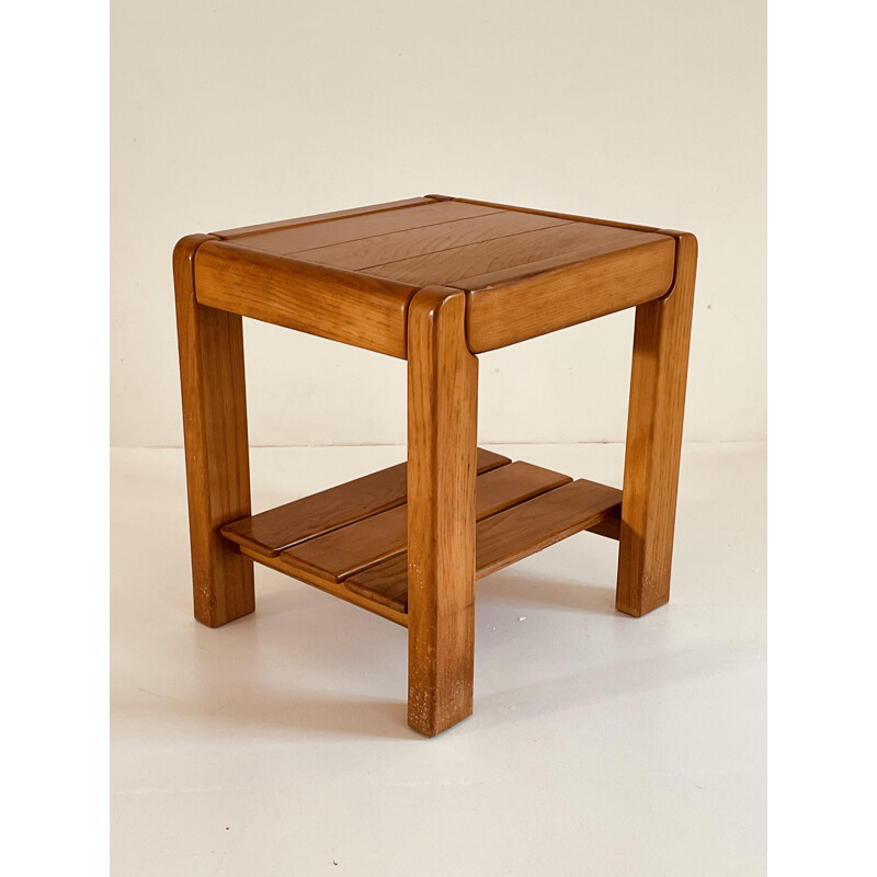 Vintage side table in solid elmwood by Maison Regain