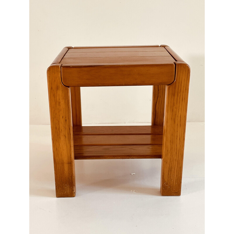 Vintage side table in solid elmwood by Maison Regain