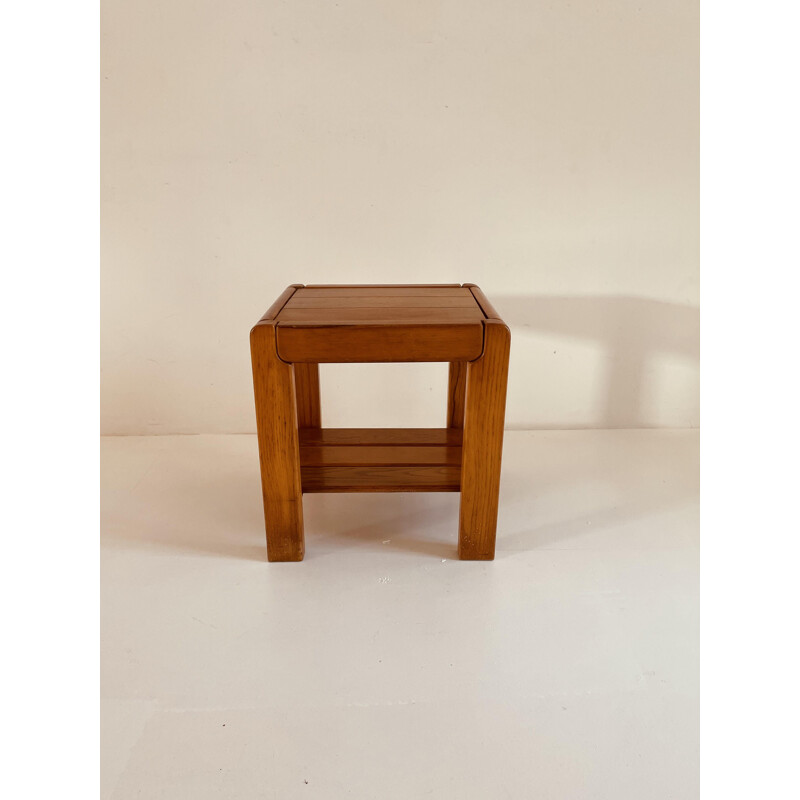 Vintage side table in solid elmwood by Maison Regain