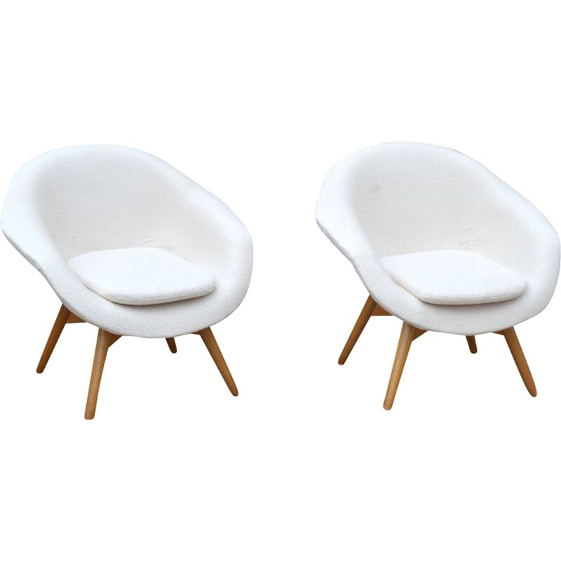 Pair of vintage beechwood armchairs by Frantisek Jirak for Tatra Nabytok, Czech Republic