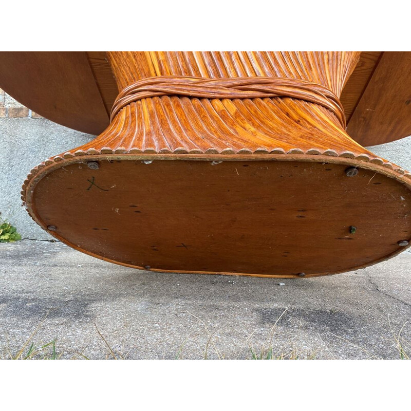 Vintage rattan table, 1970