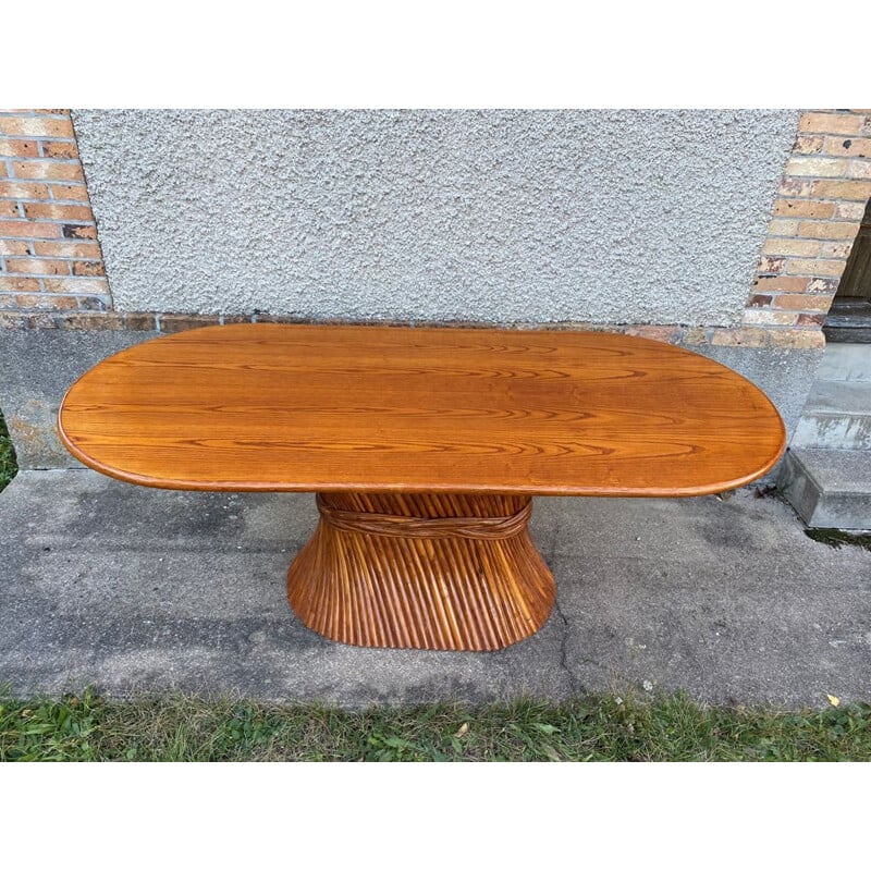Vintage rattan table, 1970