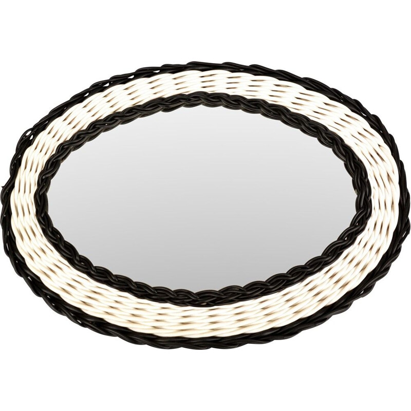 Vintage woven vinyl mirror by Zikadlo Szvd, Czech 1960