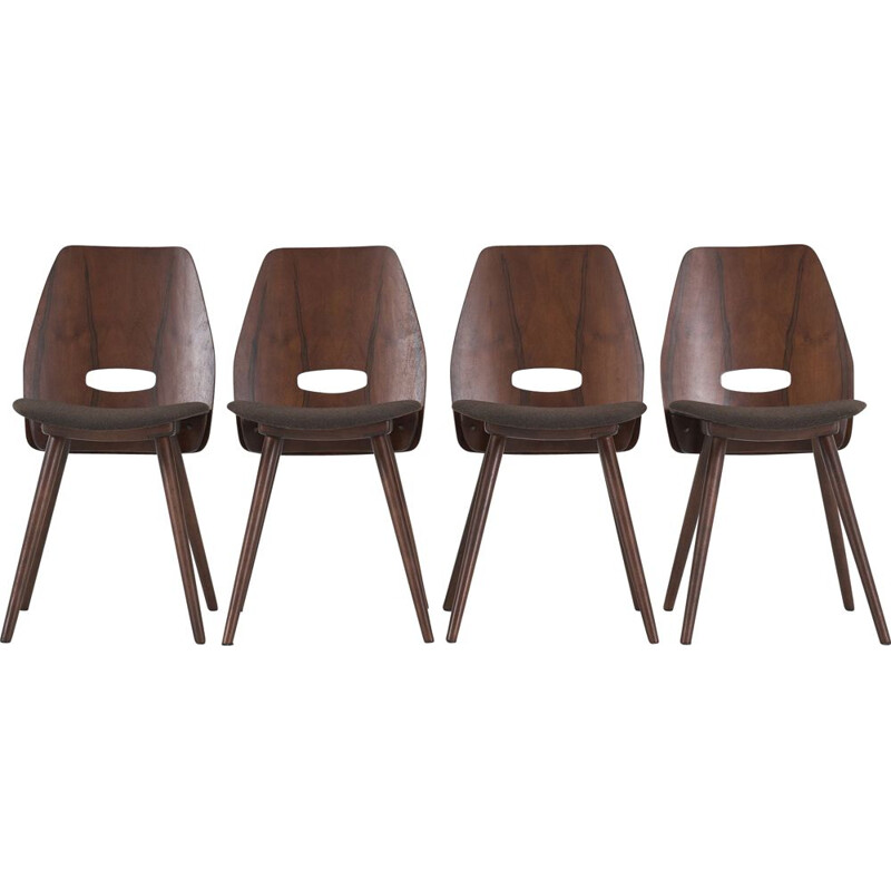 Set of 4 vintage chairs by Frantisek Jirak for Tatra Nábytok, Czech 1960