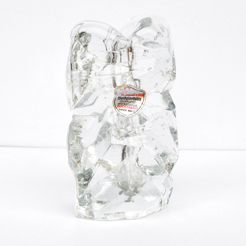 Vintage crista glass ice cube vase for Joska Waldglasshutte, Germany 1970
