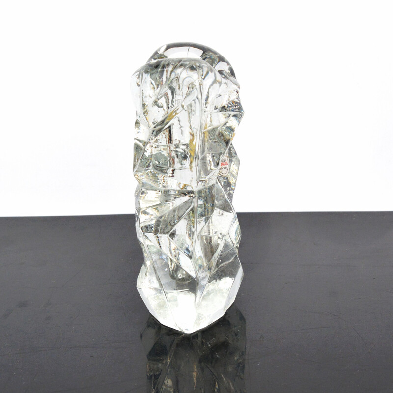 Vintage crista glass ice cube vase for Joska Waldglasshutte, Germany 1970