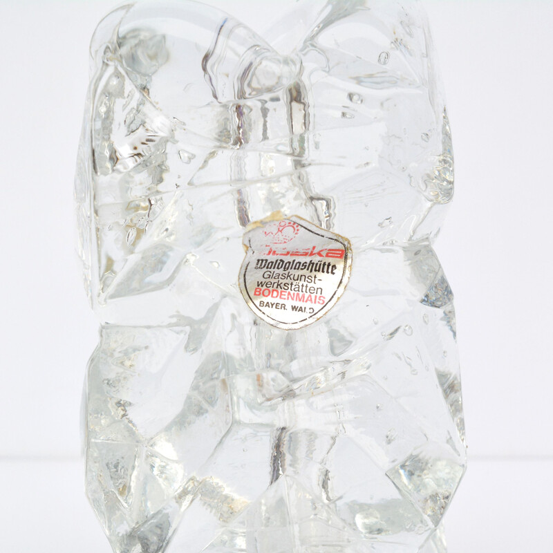 Vintage crista glass ice cube vase for Joska Waldglasshutte, Germany 1970