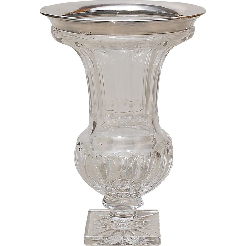 Vaso vintage in cristallo argentato di Gebrüder Kühn