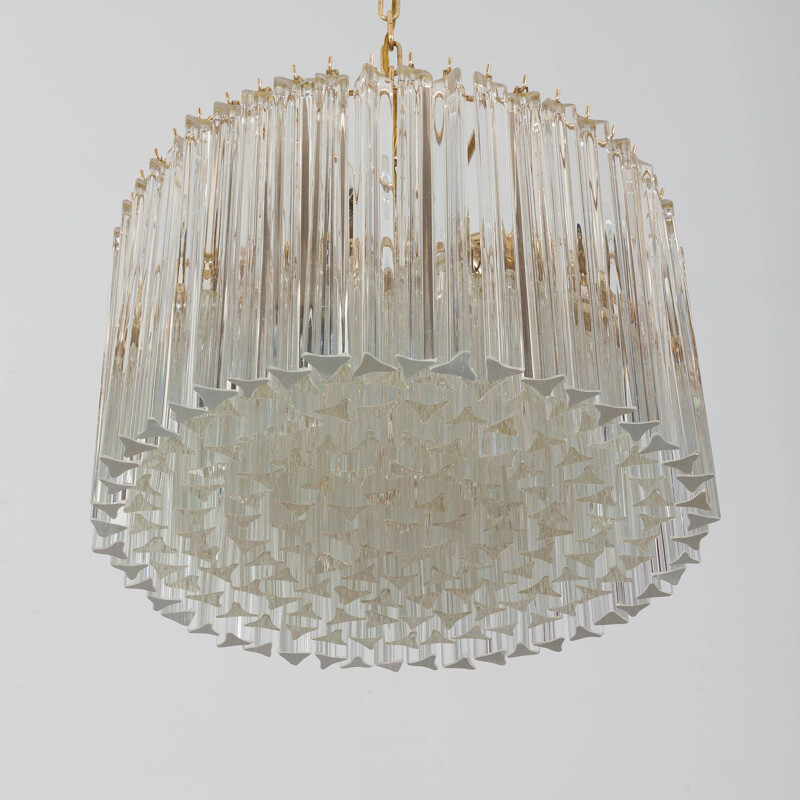 Vintage glass crystals chandelier by Paolo Venini, 1970s