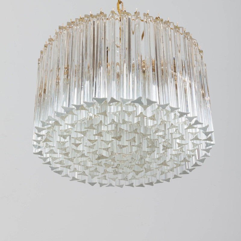 Vintage glass crystals chandelier by Paolo Venini, 1970s