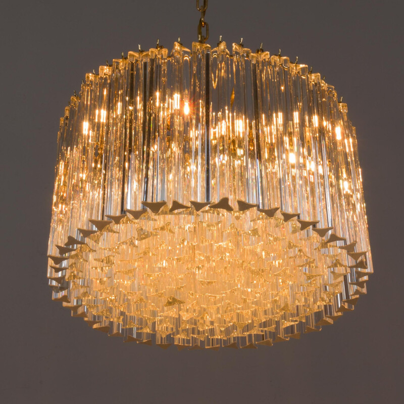 Vintage glass crystals chandelier by Paolo Venini, 1970s