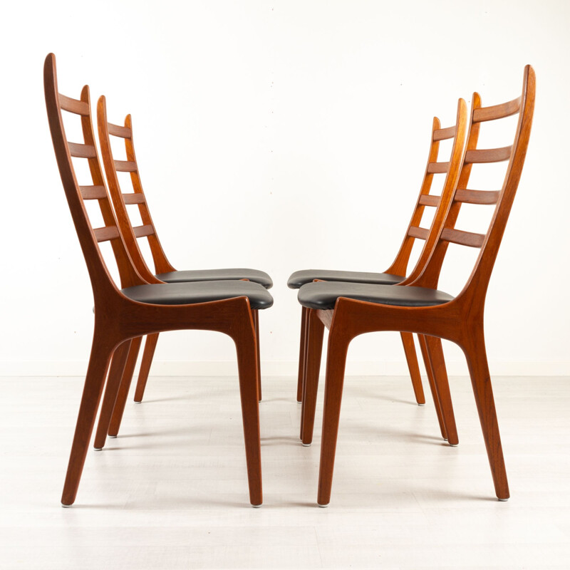 Satz von 4 dänischen Vintage-Stühlen mit hoher Rückenlehne aus Teakholz von Korup Stolefabrik, 1960