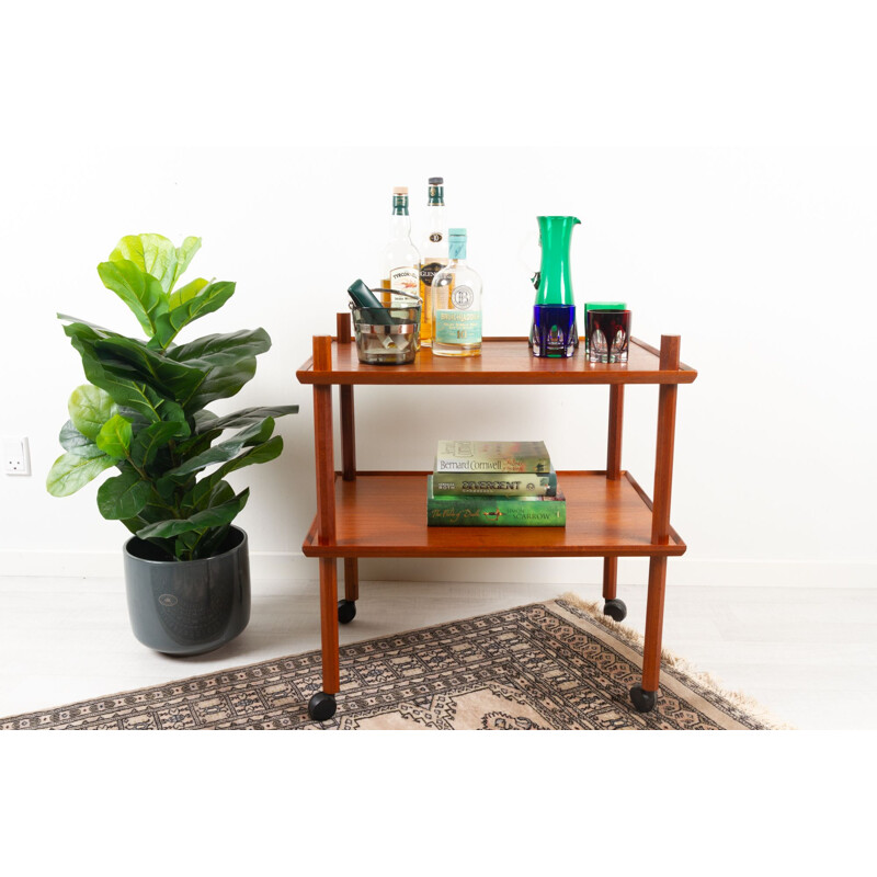 Danish mid-century teak bar trolley, 1960s