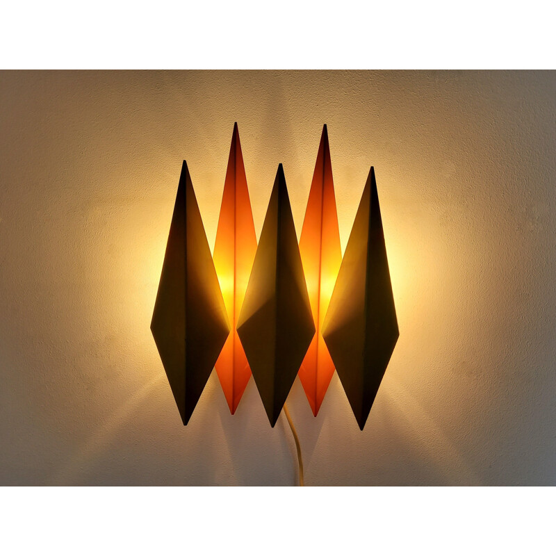 Vintage diamond shaped wall lamp by Svend Aage & Holm Sørensen for Holm Sørensen & Co, Denmark 1960s