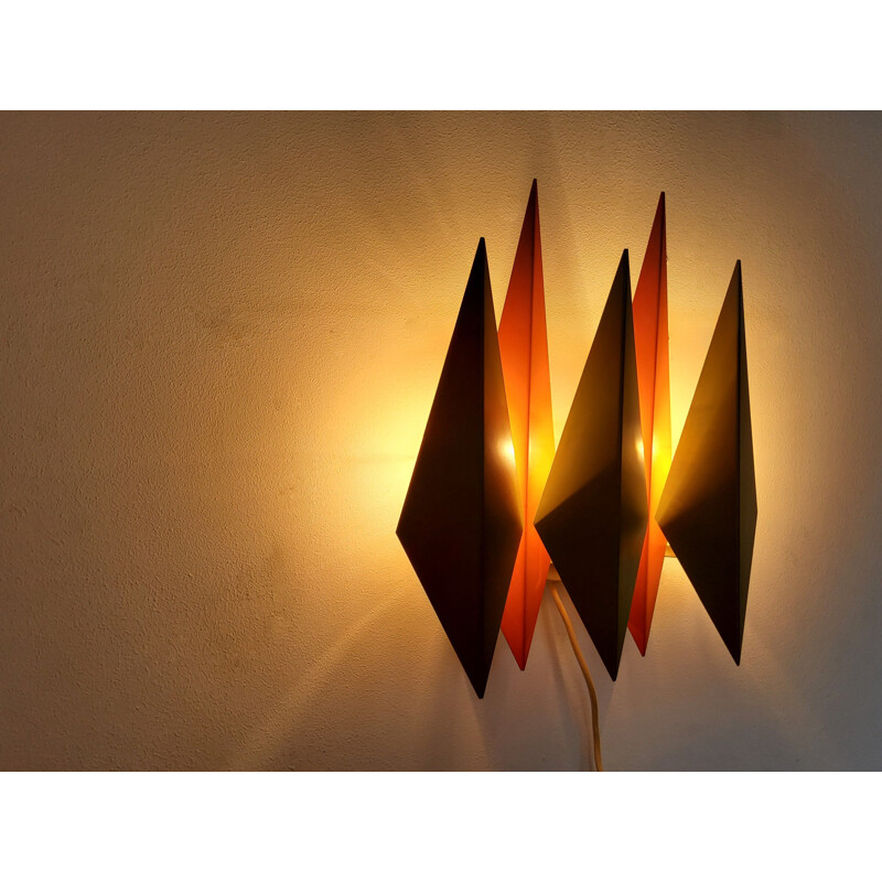 Vintage diamond shaped wall lamp by Svend Aage & Holm Sørensen for Holm Sørensen & Co, Denmark 1960s