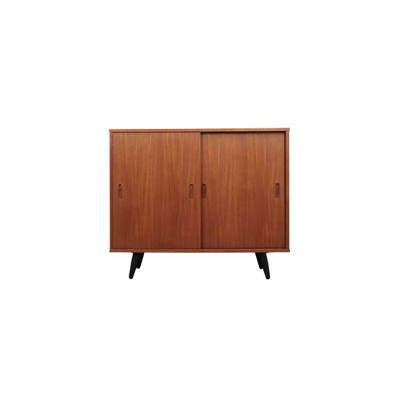 Teak vintage small cabinet with sliding door, Denmark 1970s