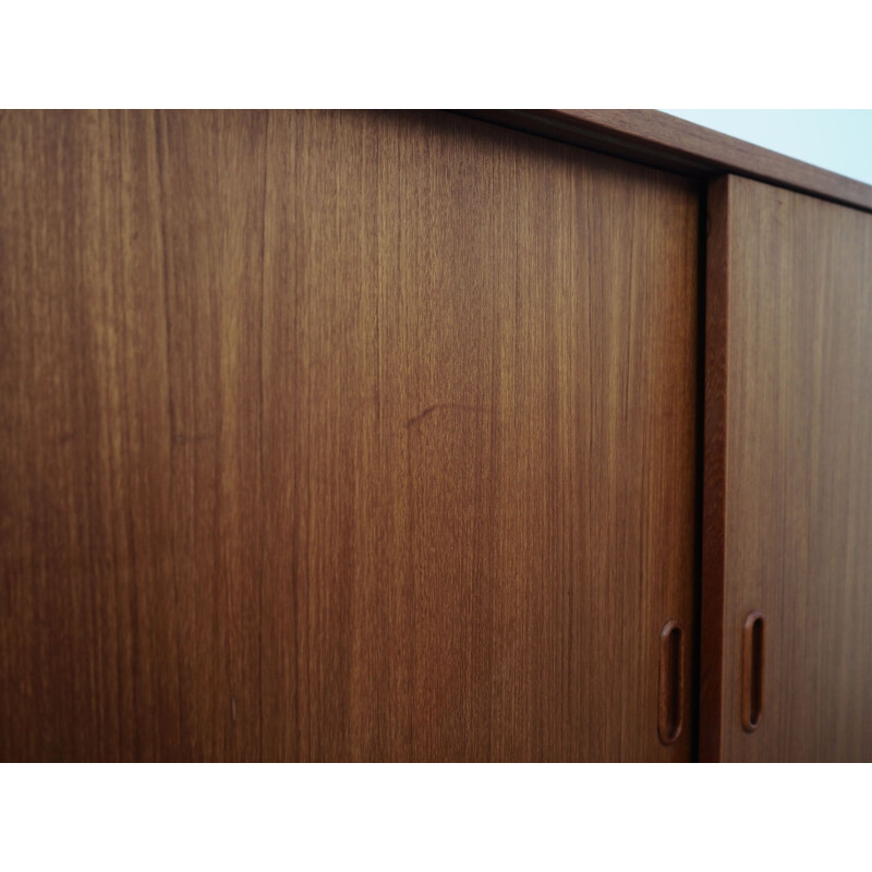 Teak vintage small cabinet with sliding door, Denmark 1970s