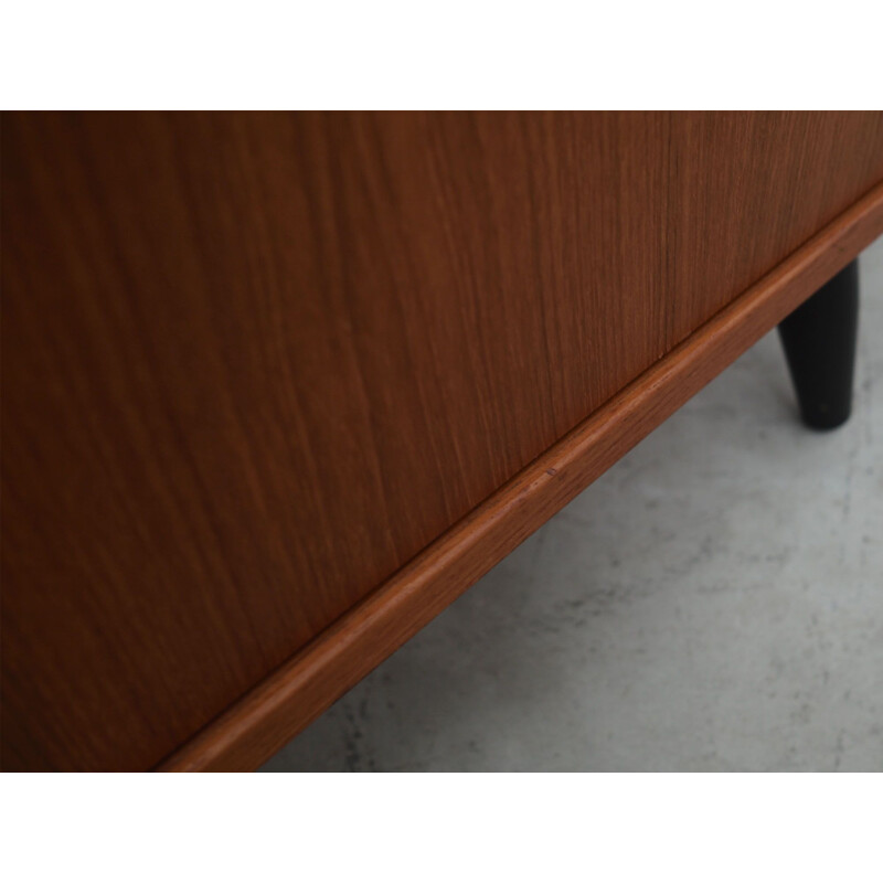 Teak vintage small cabinet with sliding door, Denmark 1970s