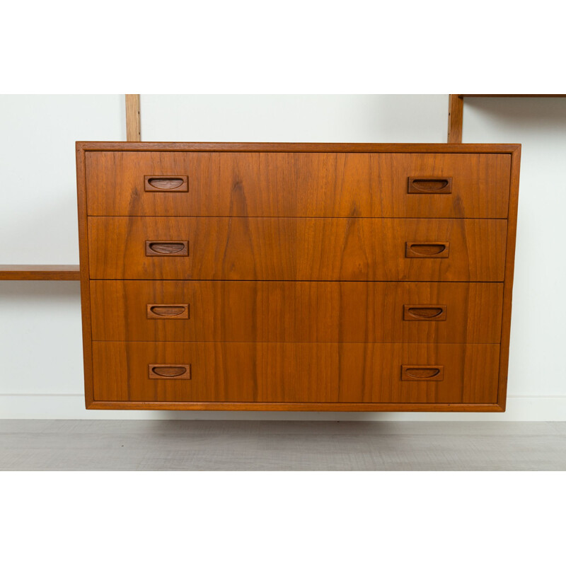 Danish vintage teak wall unit by Preben Sørensen for Ps System, 1960s