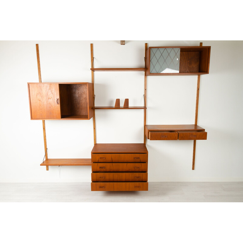 Danish vintage teak wall unit by Preben Sørensen for Ps System, 1960s