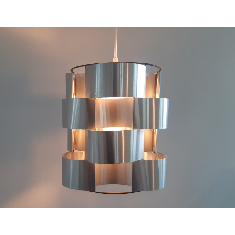 Aluminum vintage pendant lamp by Max Sauze, France 1970s