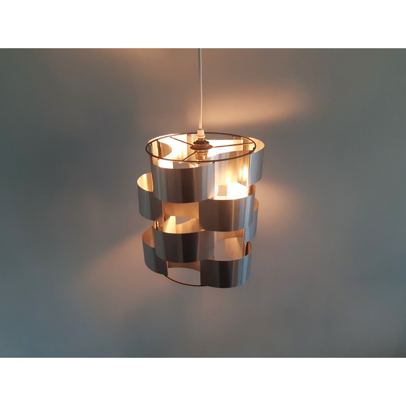 Aluminum vintage pendant lamp by Max Sauze, France 1970s