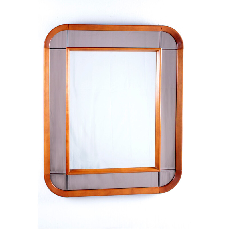 Vintage wall mirror with teak accents, 1960s
