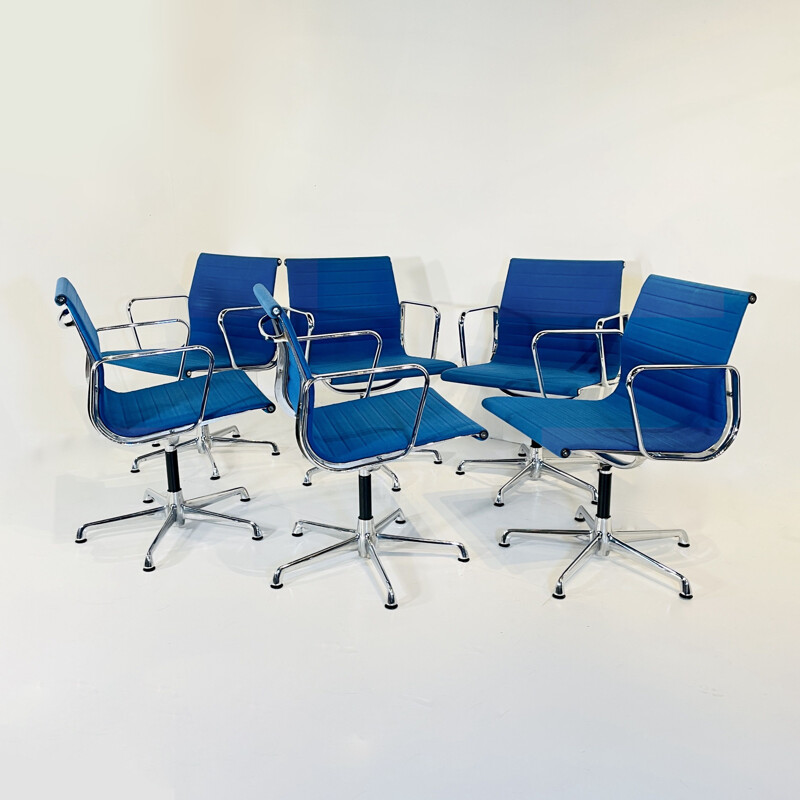 Set of 6 vintage Eames armchairs by Charles and Ray Eames for Icf, USA 1950