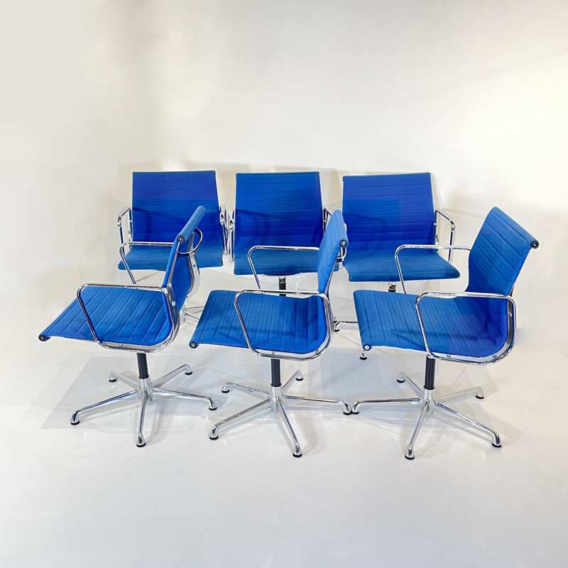 Set of 6 vintage Eames armchairs by Charles and Ray Eames for Icf, USA 1950