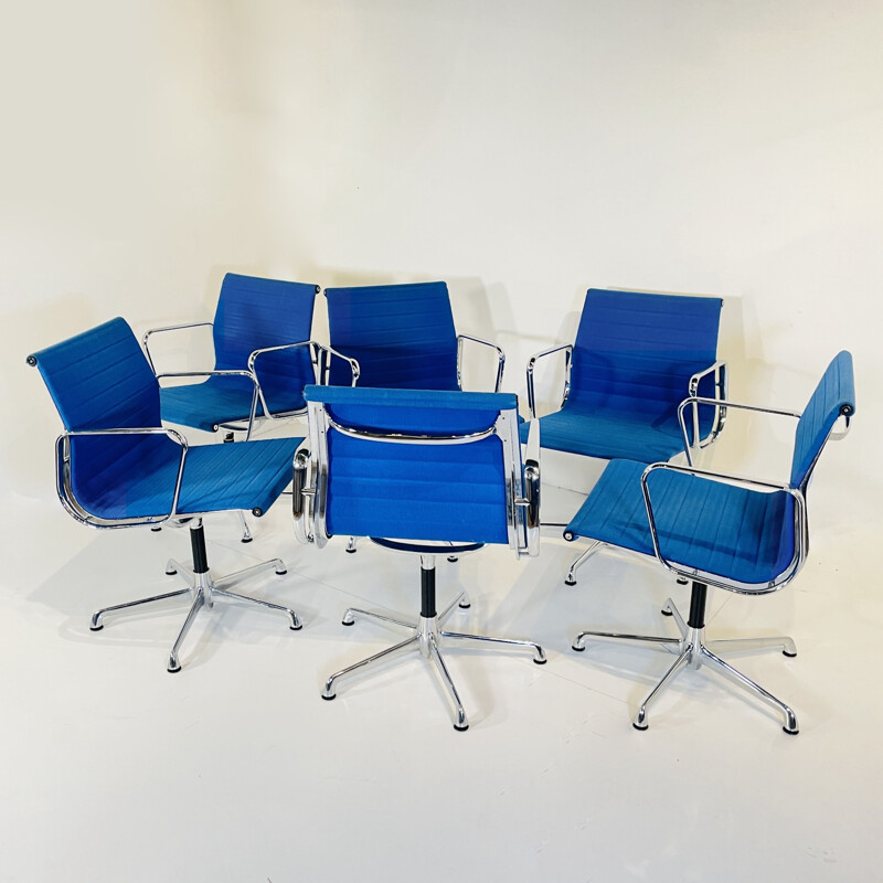 Set of 6 vintage Eames armchairs by Charles and Ray Eames for Icf, USA 1950