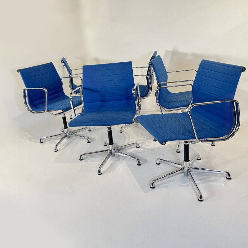 Set of 6 vintage Eames armchairs by Charles and Ray Eames for Icf, USA 1950