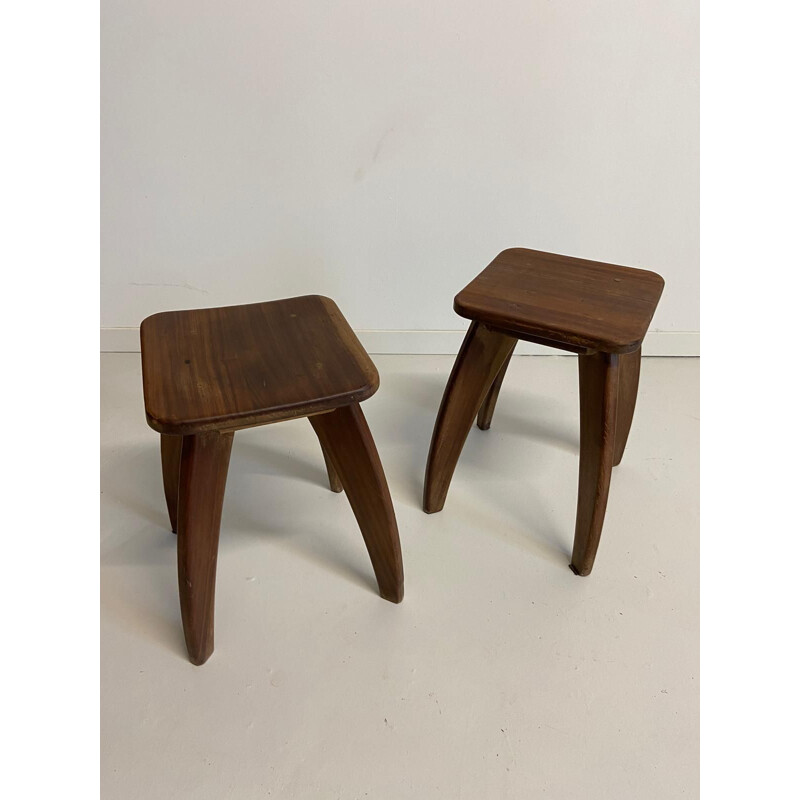 Pair of Scandinavian vintage stools in rosewood