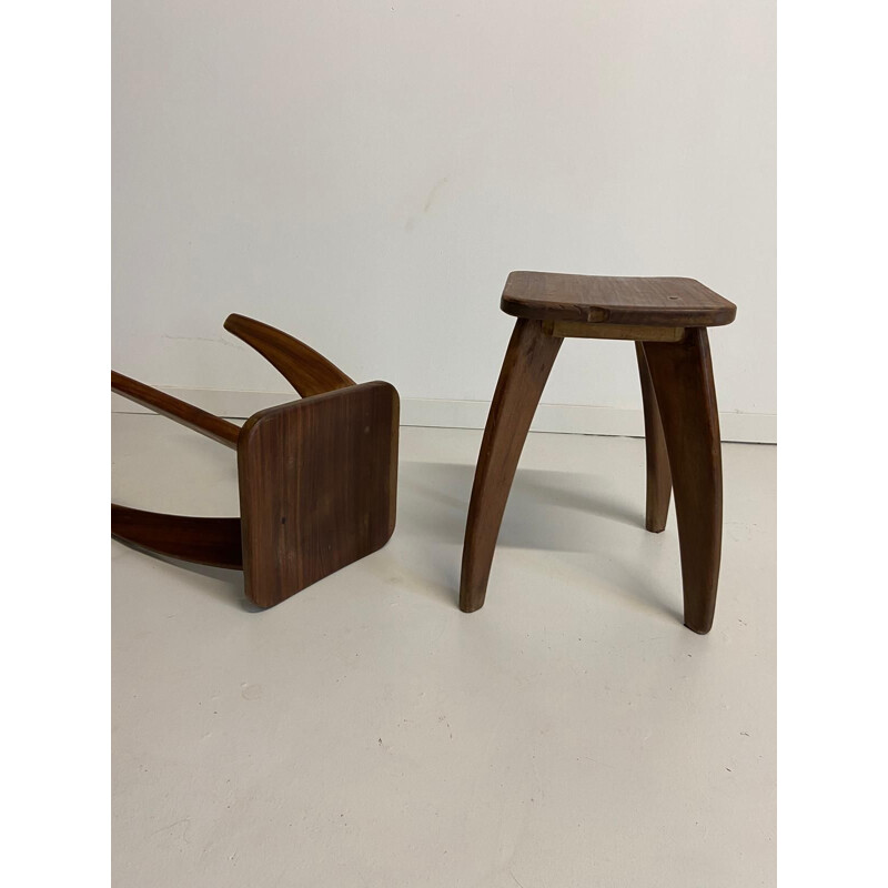 Pair of Scandinavian vintage stools in rosewood